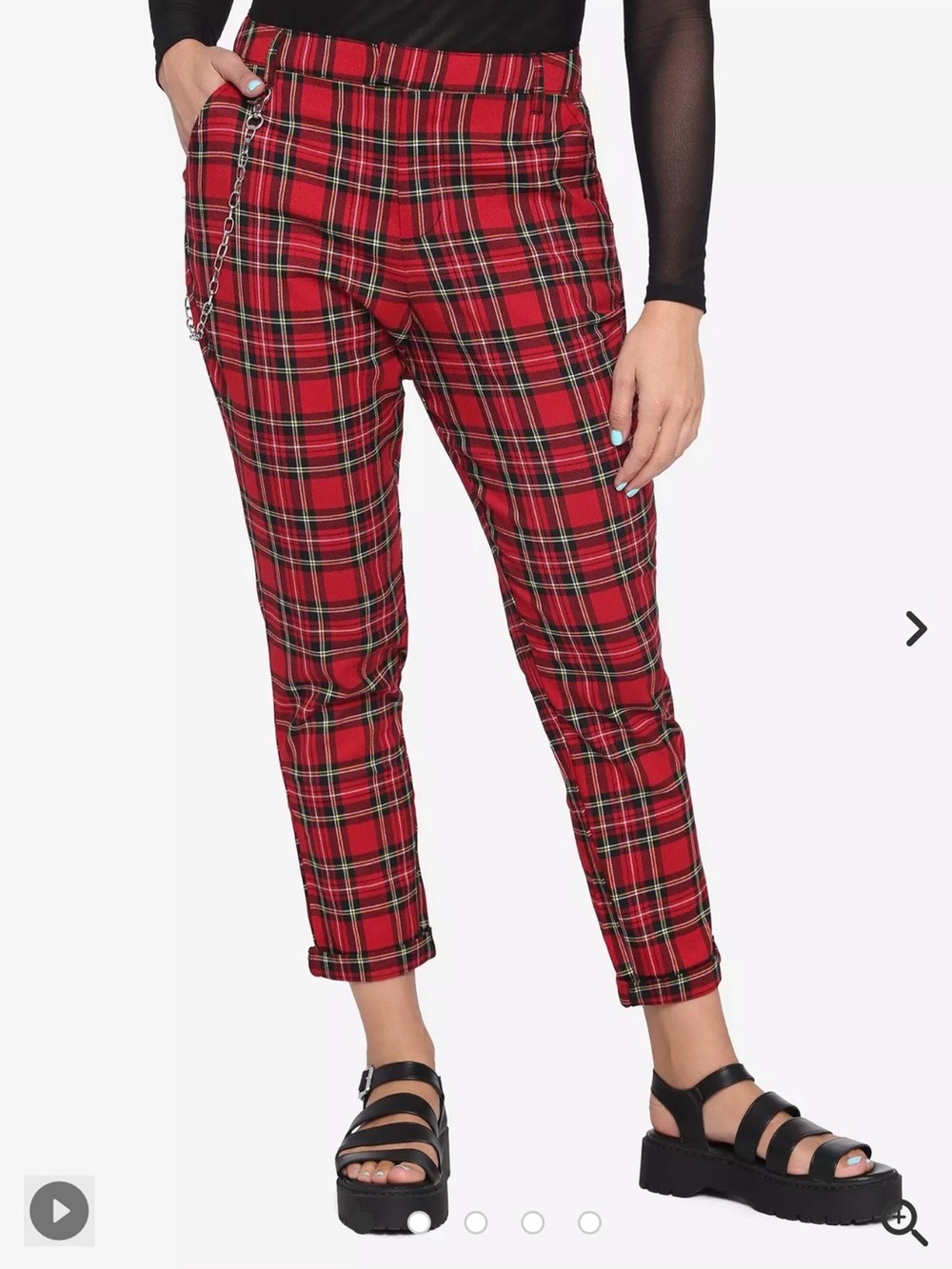 Hot Topic Red Plaid Ankle Pants - Size 4 (24/26)